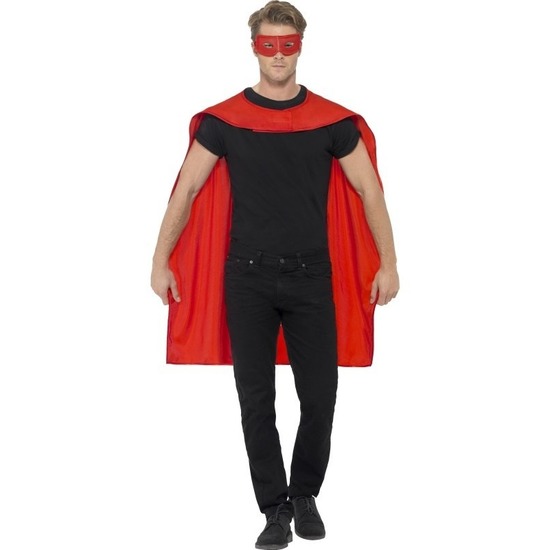 Rode verkleed cape met oogmasker voor volwassenen
