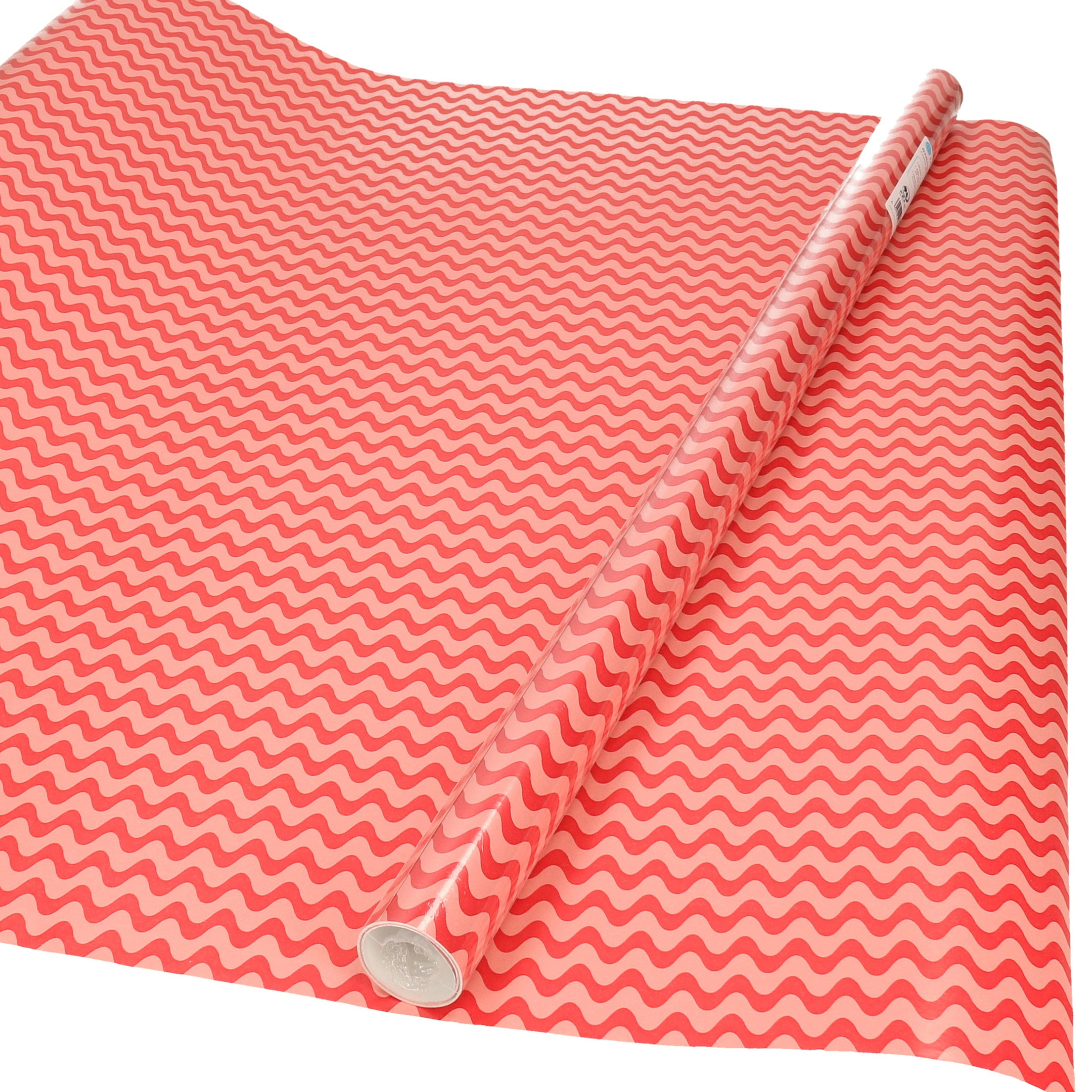 Rollen Inpakpapier/cadeaupapier rood/roze golfjes print 200 x 70 cm