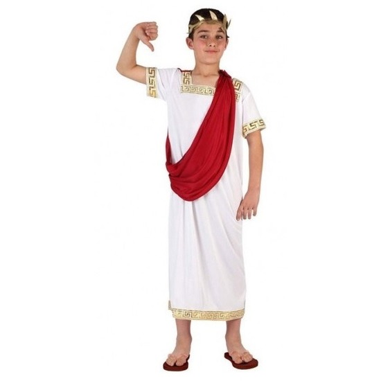 Romeinse toga verkleed kostuum wit/rood voor jongens