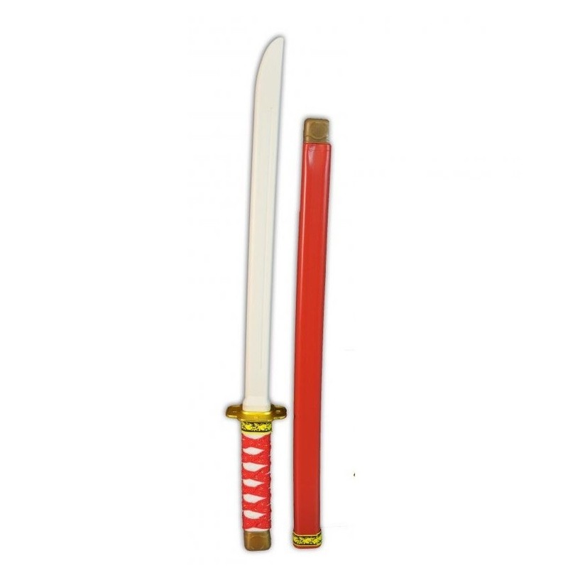Rood plastic ninja/ samurai zwaard 60 cm