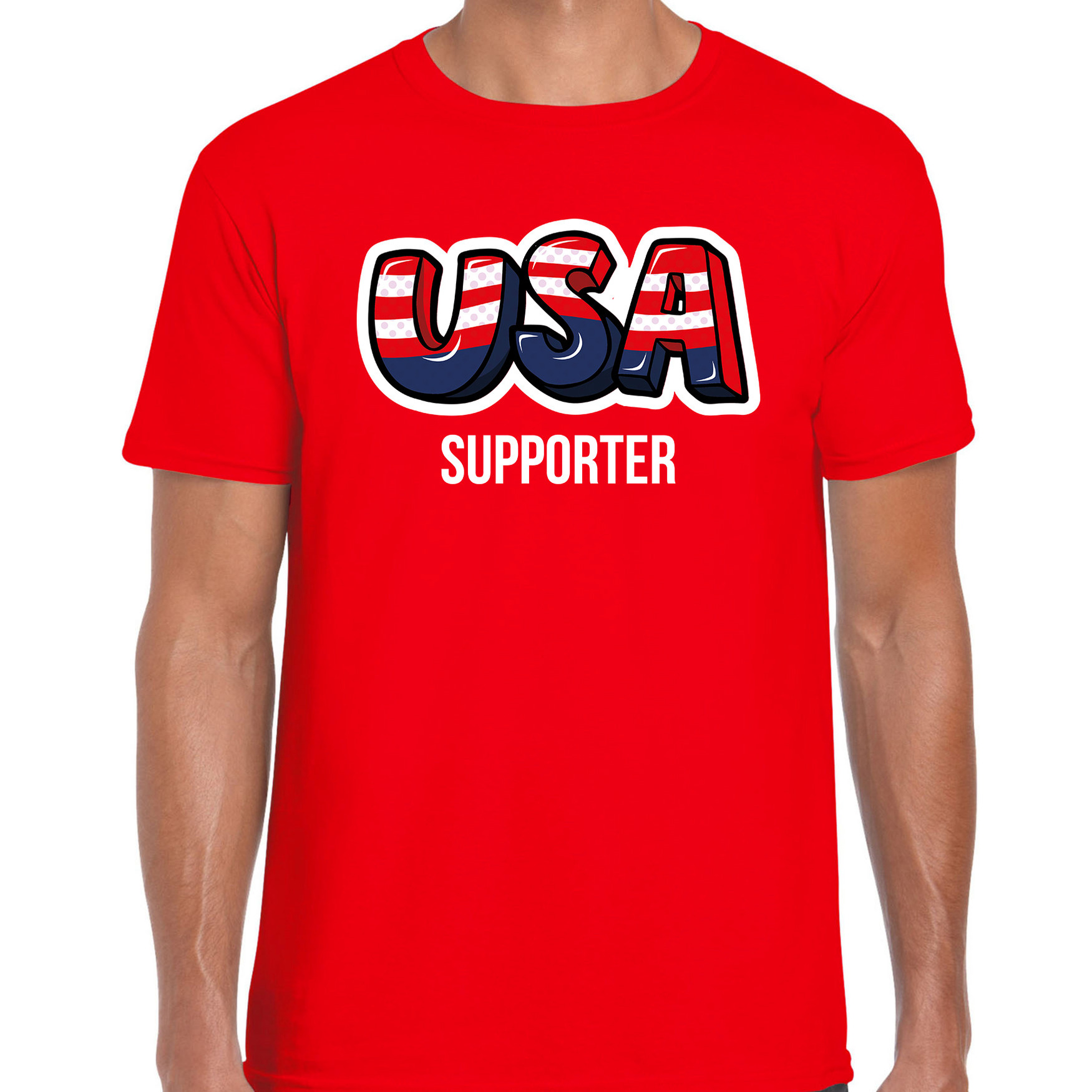 Rood t-shirt usa / Amerika supporter EK/ WK voor heren