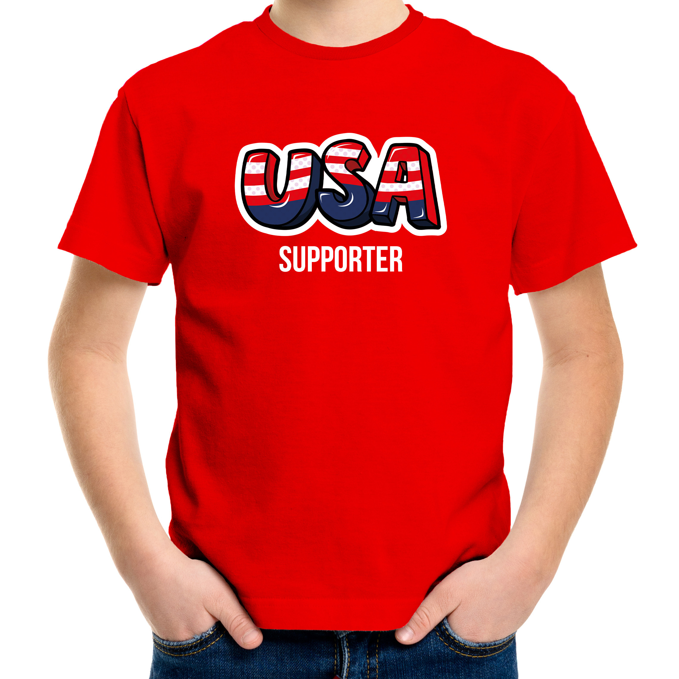 Rood t-shirt usa - Amerika supporter EK/ WK voor kinderen