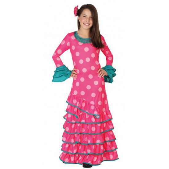 Roze Flamenco jurk voor meiden