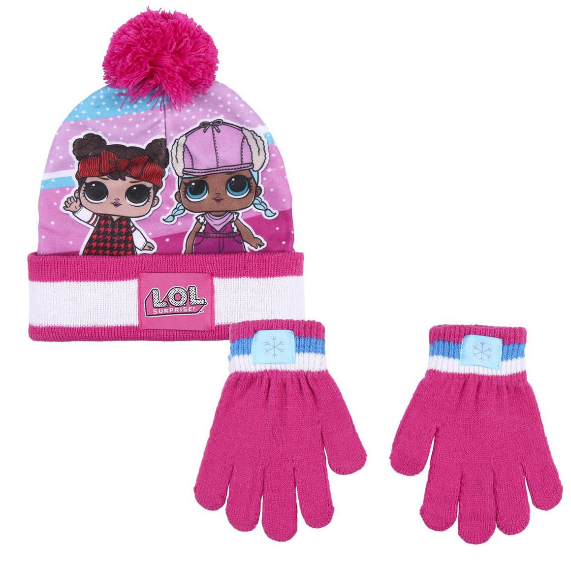 Roze LOL Surprise winter set voor kinderen met muts en handschoenen