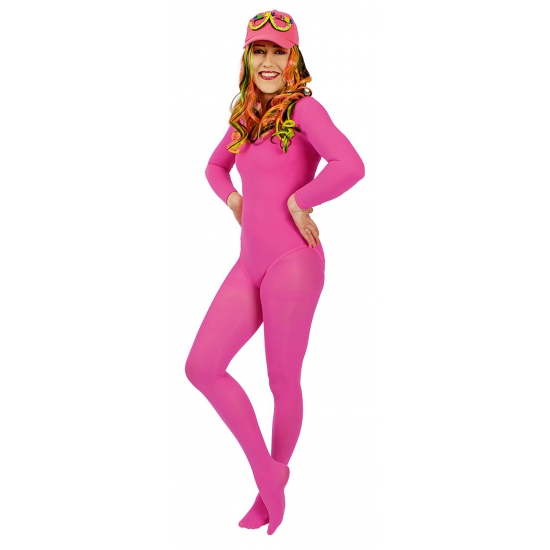 Roze verkleed bodysuit lange mouwen voor dames