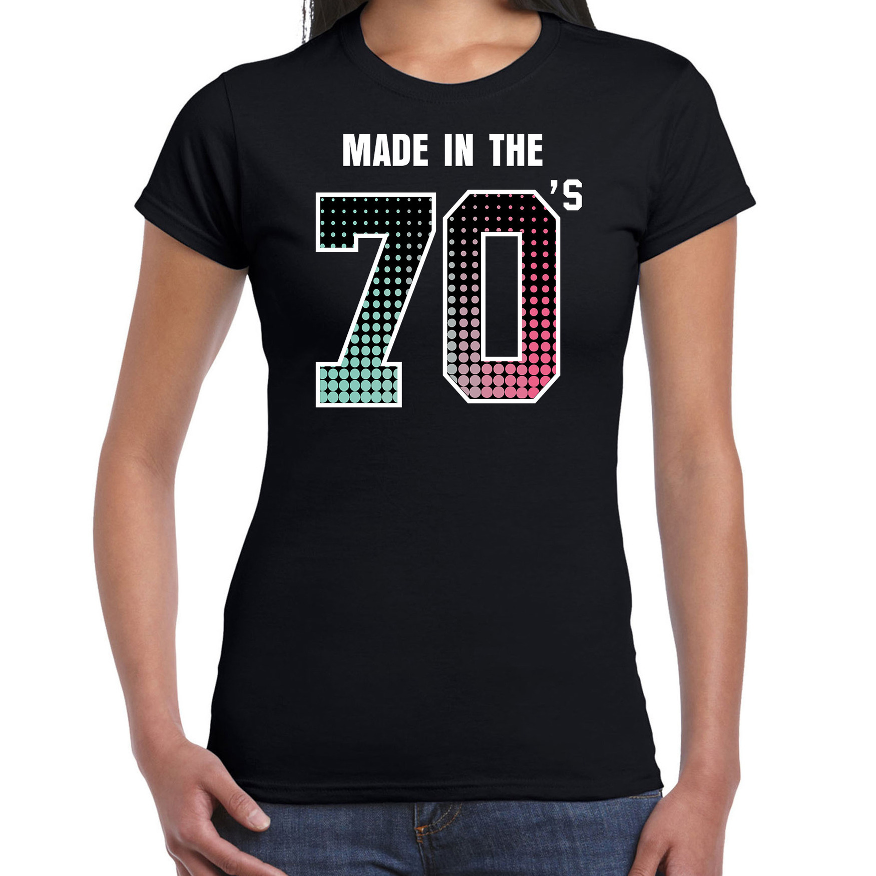 Seventies t-shirt - shirt made in the 70s - geboren in de jaren 70 zwart voor dames