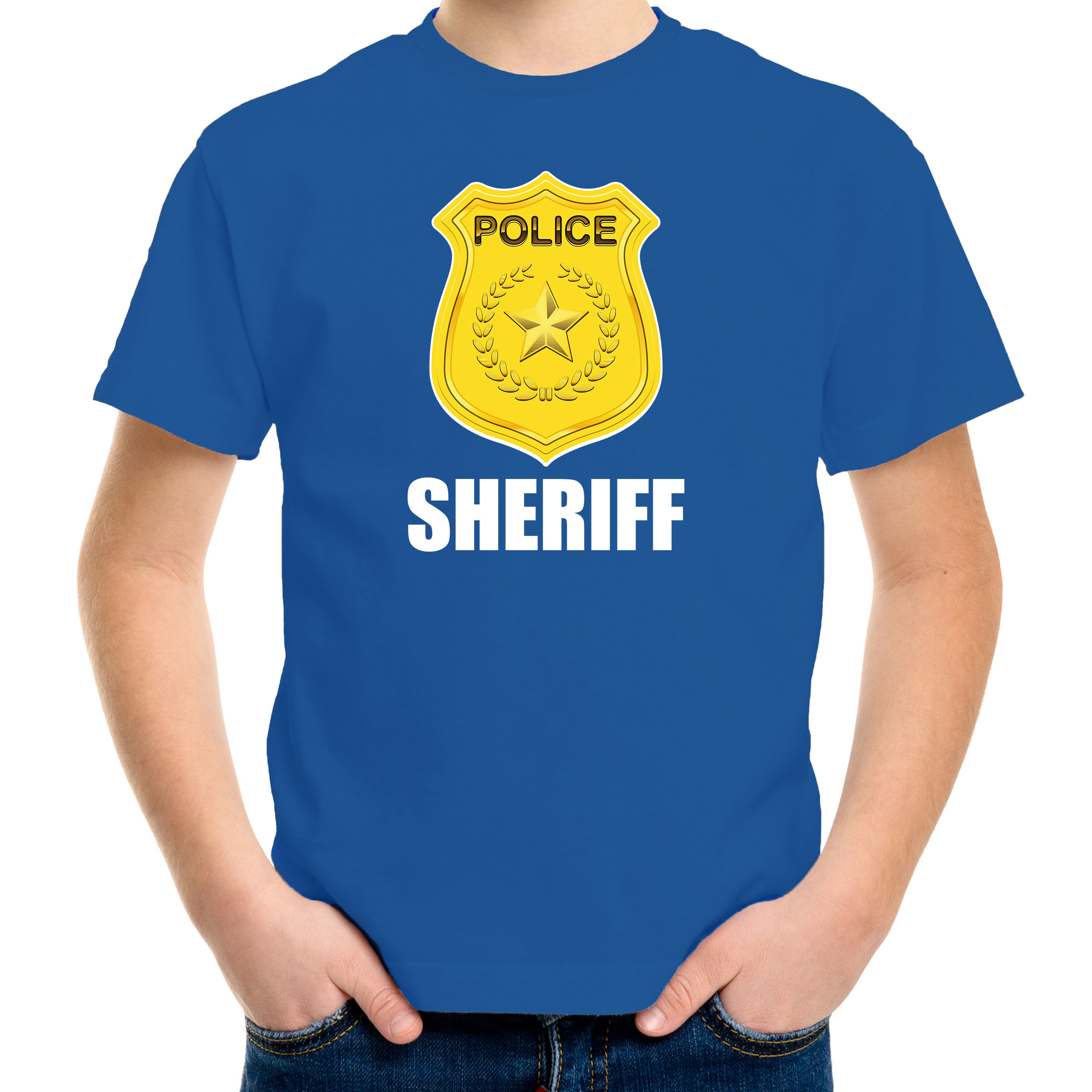Sheriff police / politie embleem t-shirt blauw voor kinderen
