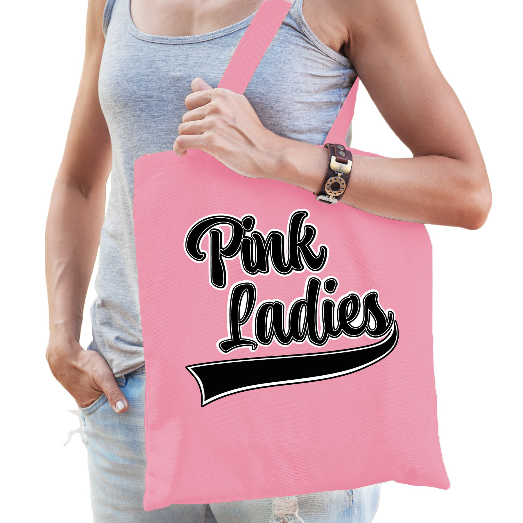 Shopper/tas Grease Pink Ladies - 42 x 38 cm - roze