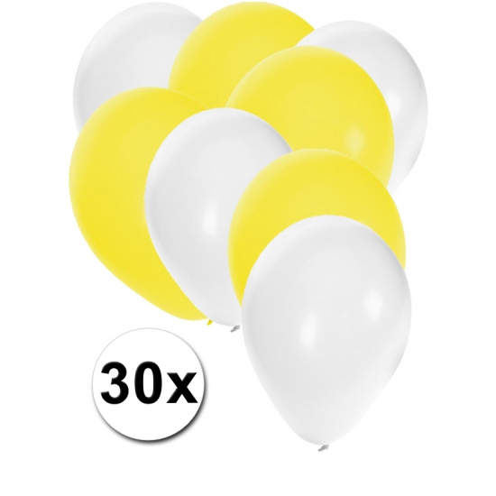 Sinterklaas ballonnen wit en geel 30x