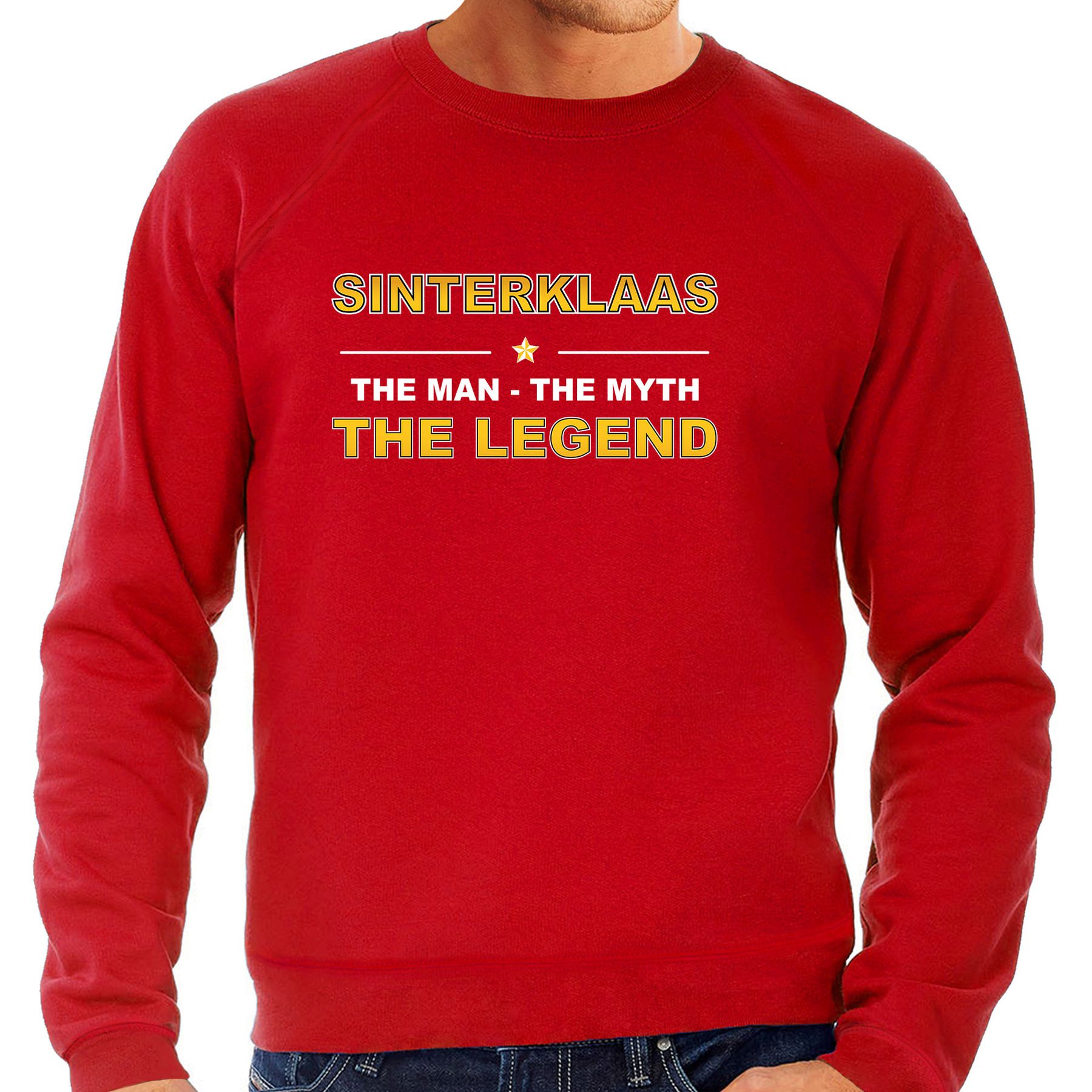 Sinterklaas sweater / outfit / the man / the myth / the legend rood voor heren