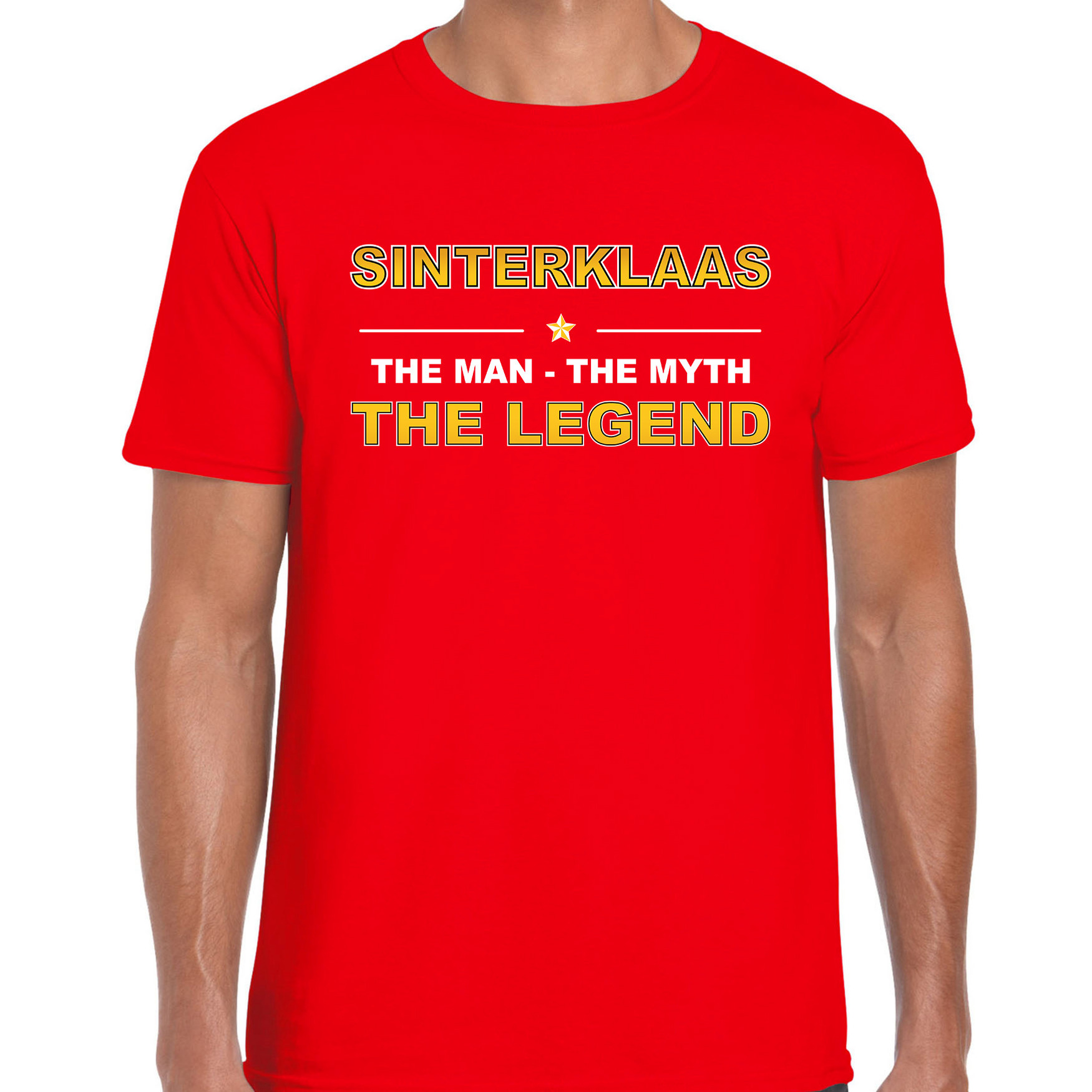 Sinterklaas t-shirt / the man / the myth / the legend rood voor heren