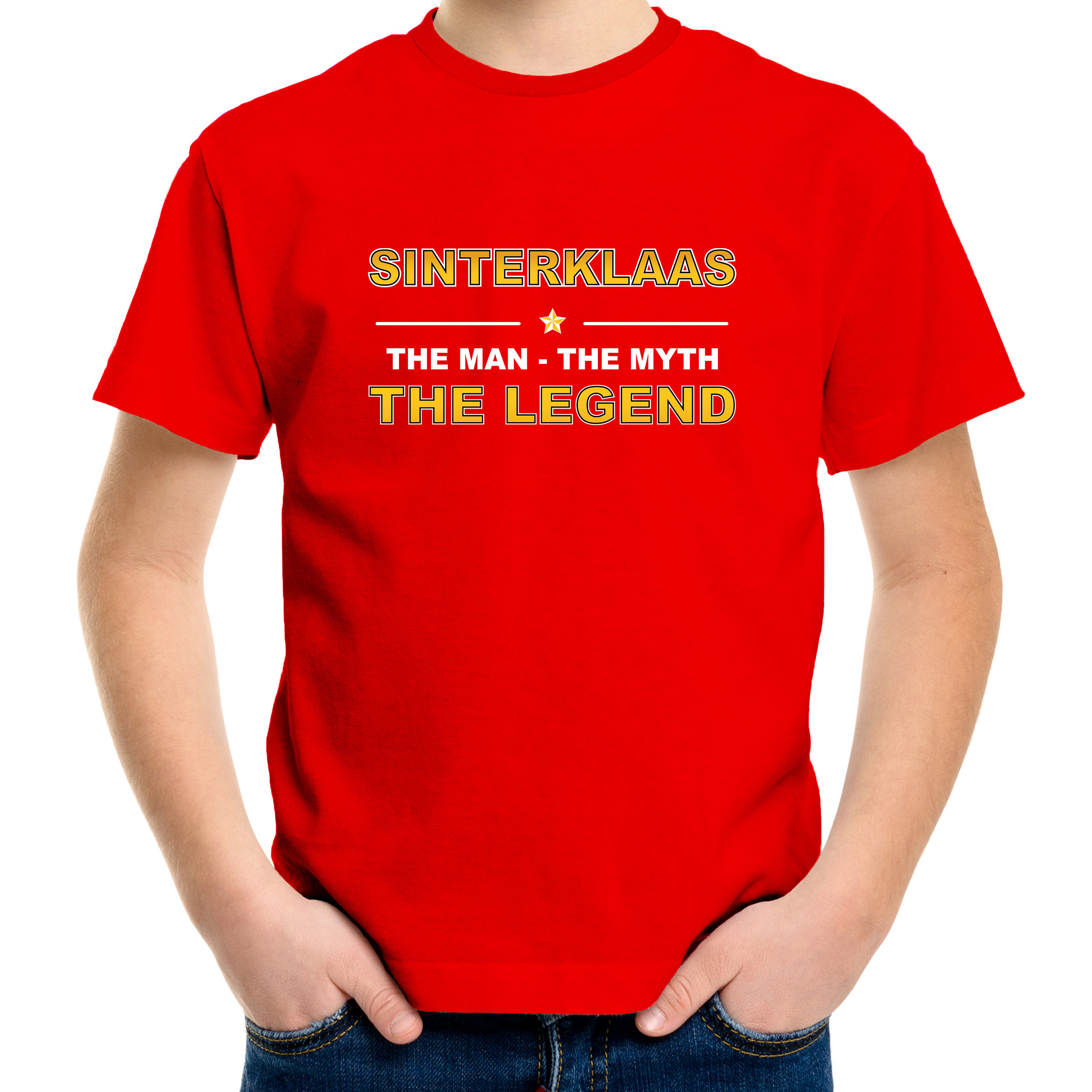 Sinterklaas t-shirt / the man / the myth / the legend rood voor kinderen