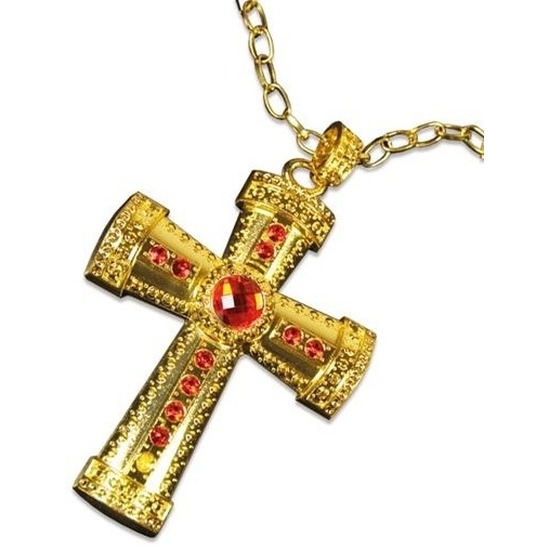 Sinterklaas verkleed ketting goud/rood kruis voor heren