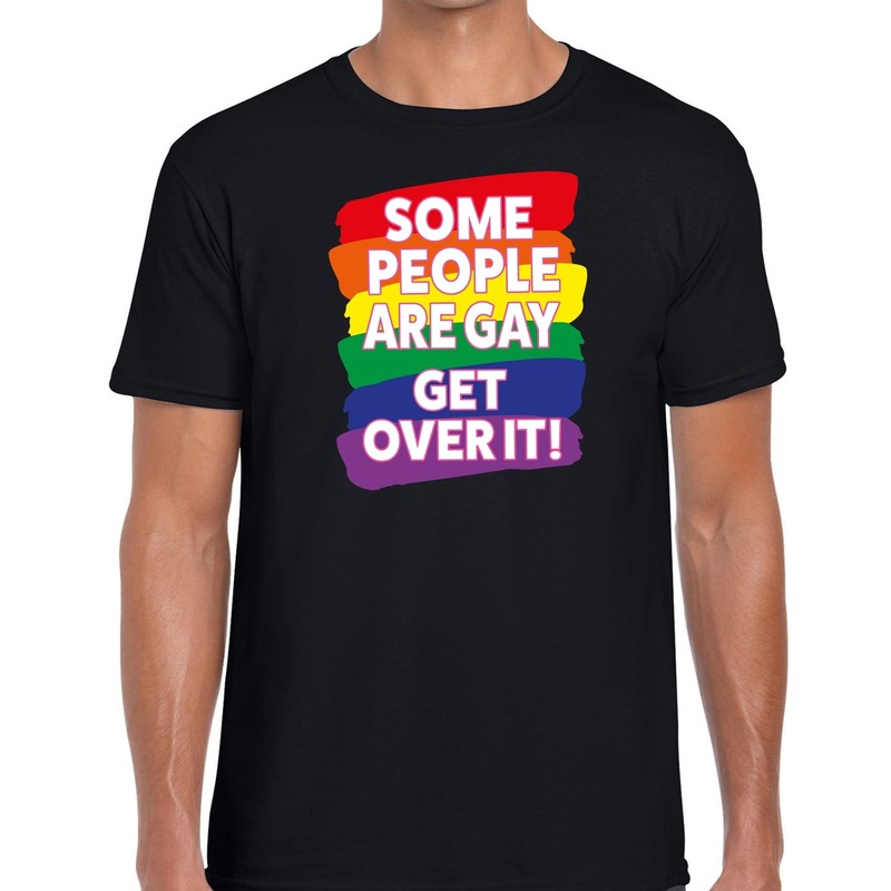 Some people are gay get over it - gay pride t-shirt zwart heren