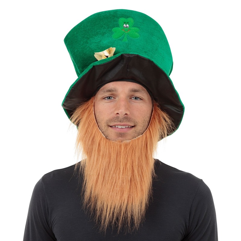 St Patricks Day groene hoed met baard voor volwassenen