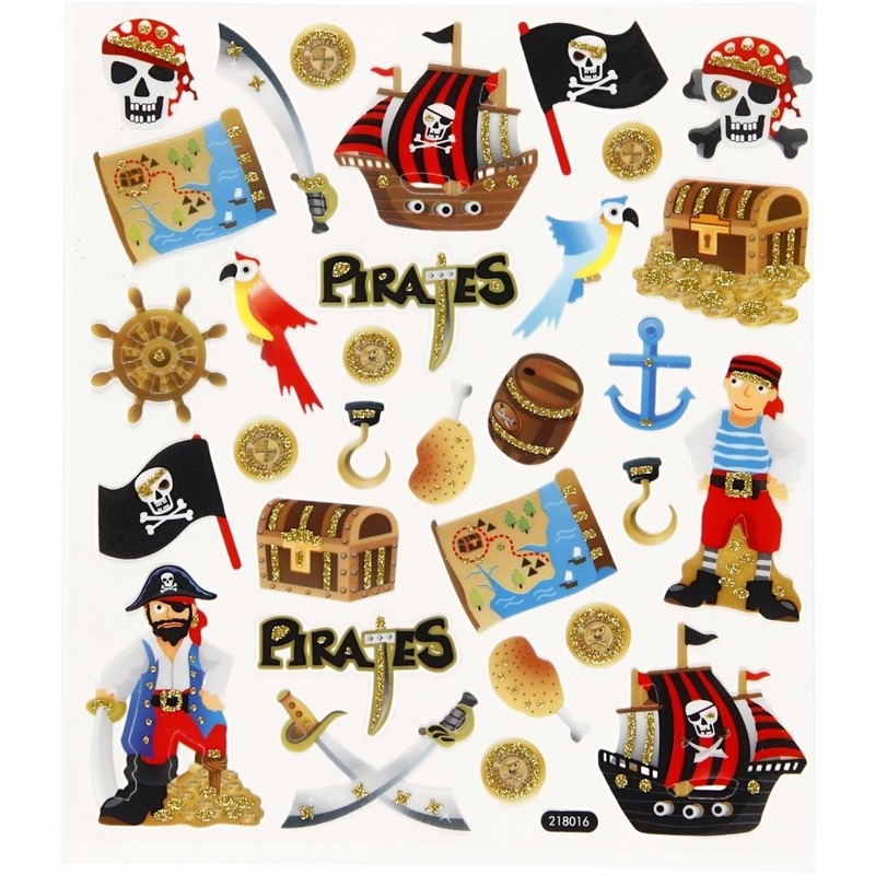 Stickervel piraten met glitter