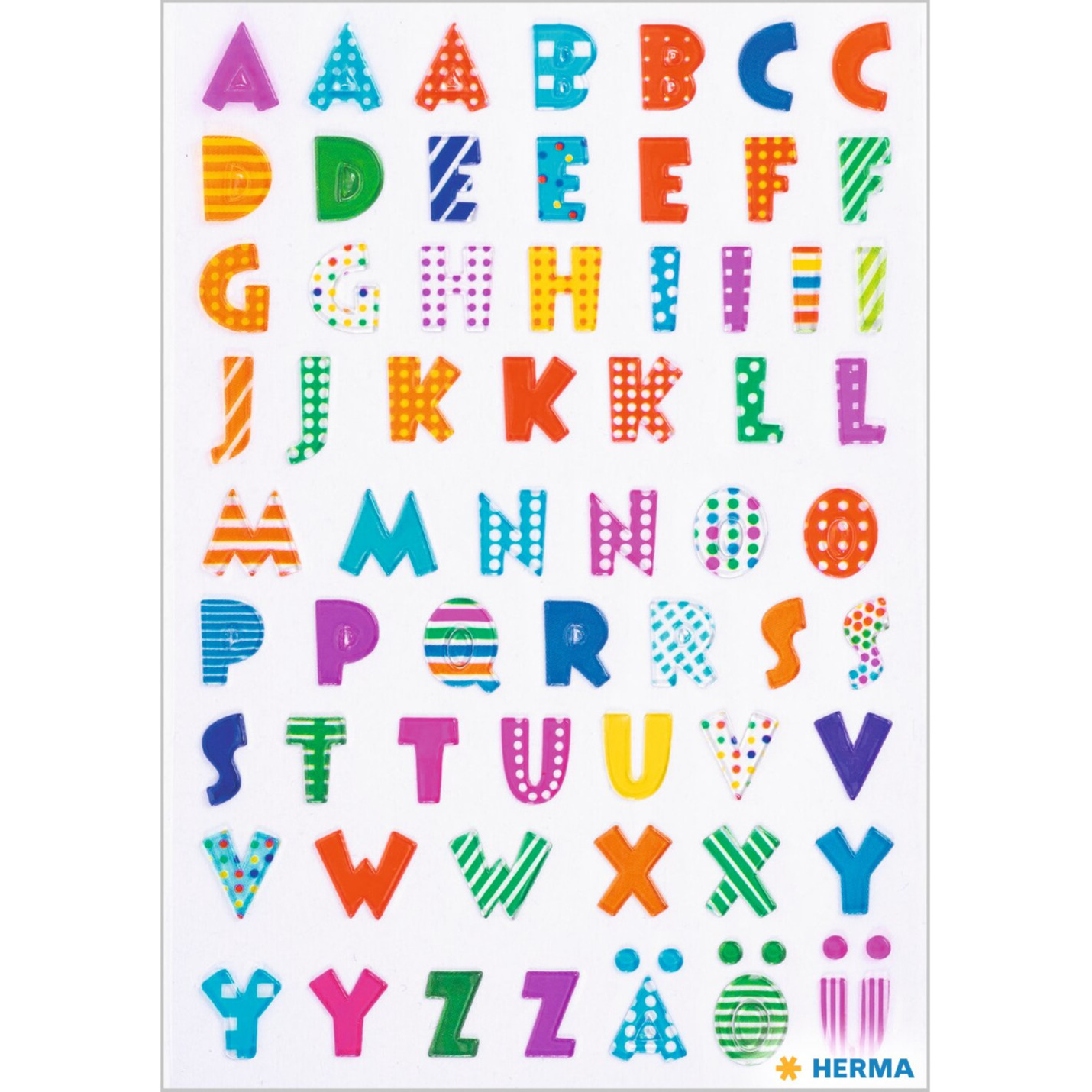 Stickervelletjes met 62x stuks plak letters A-Z gekleurde letters