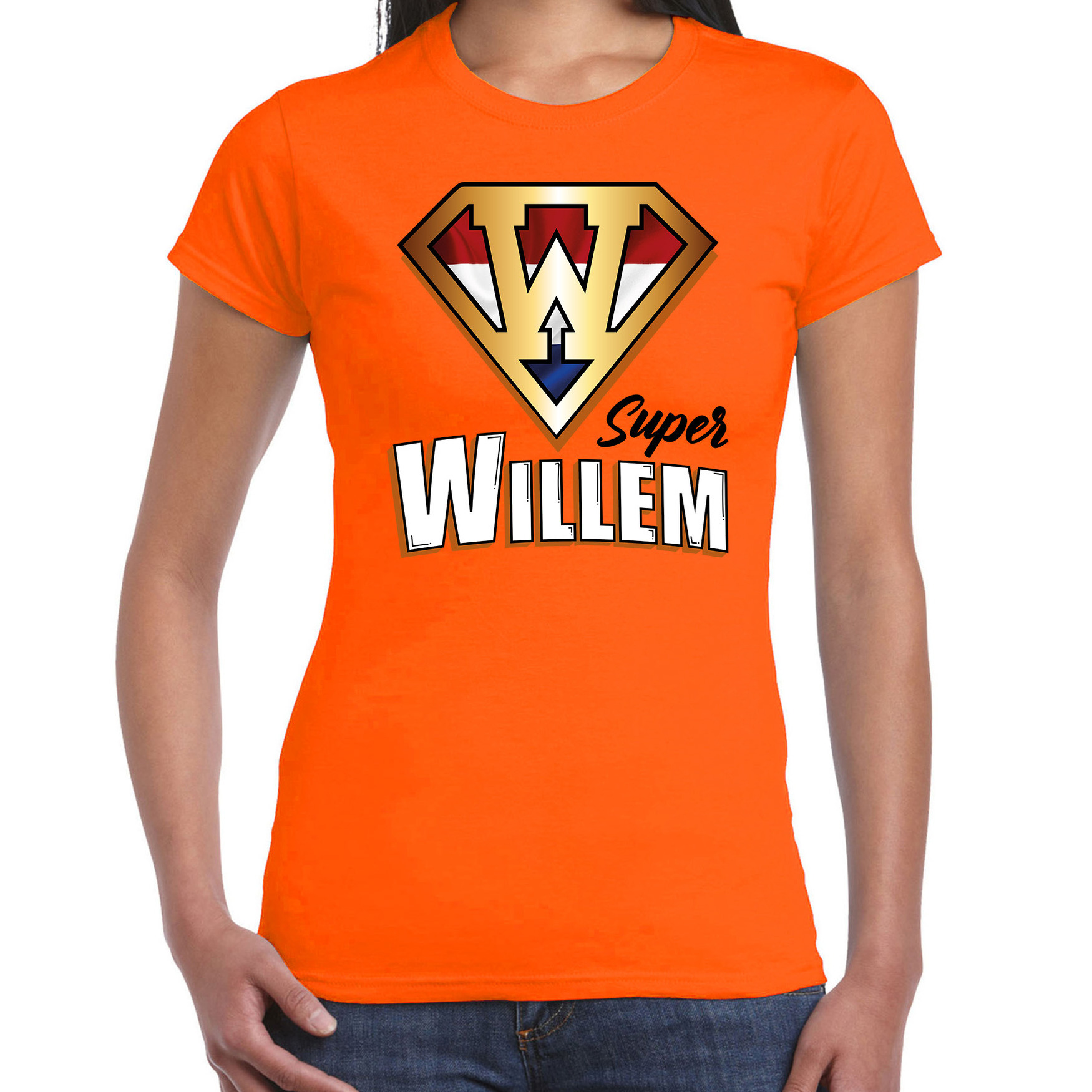 Super Willem t-shirt oranje voor dames - Koningsdag shirts