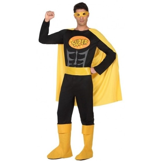 Superheld verkleed pak/kostuum zwart/geel voor heren
