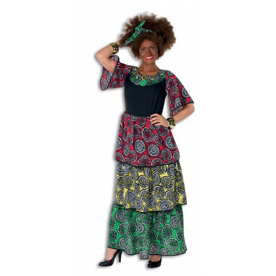 specificatie overzien stap Surinaamse jurk grote maat in de Carnavalskostuum winkel.