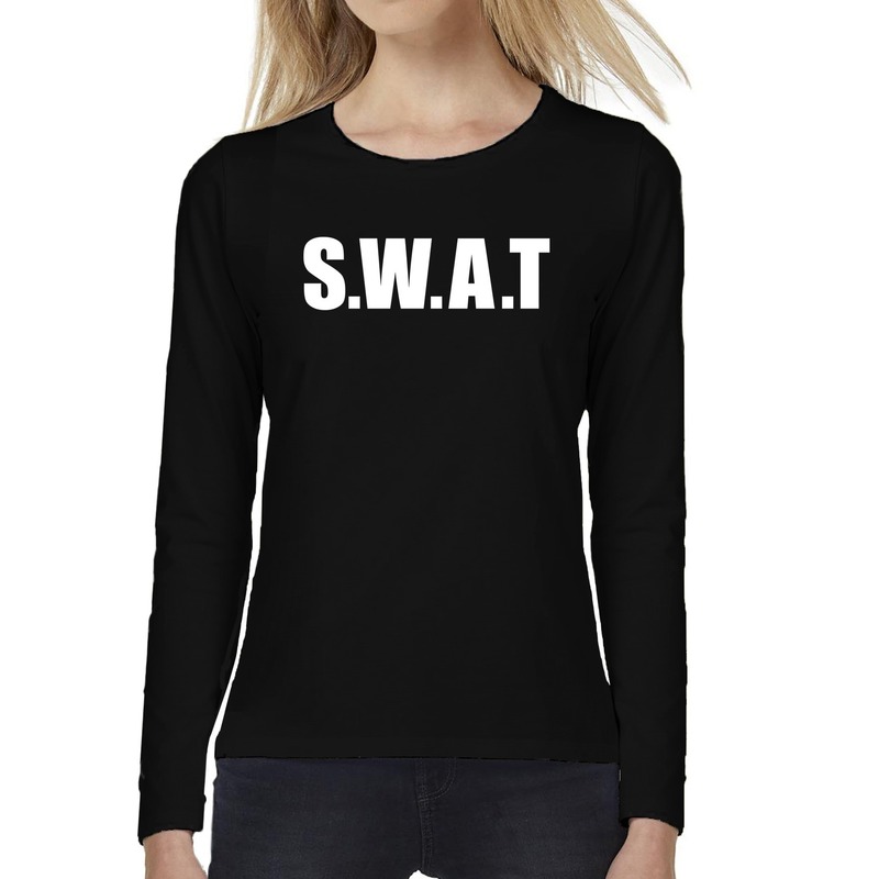 SWAT tekst t-shirt long sleeve zwart voor dames