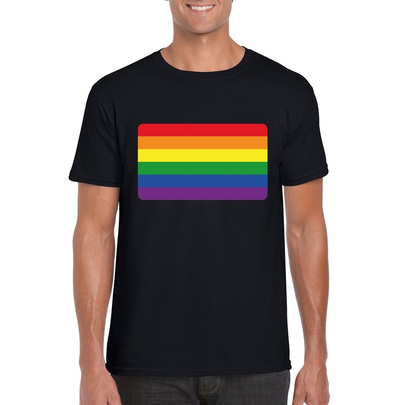 T-shirt met Regenboog vlag zwart heren