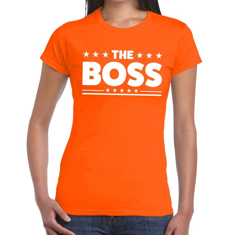 The Boss tekst t-shirt oranje dames