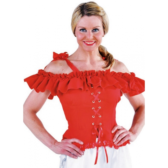 Tiroler blouse Carmen rood