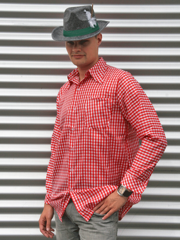 Tiroler kleding rood overhemd voor heren