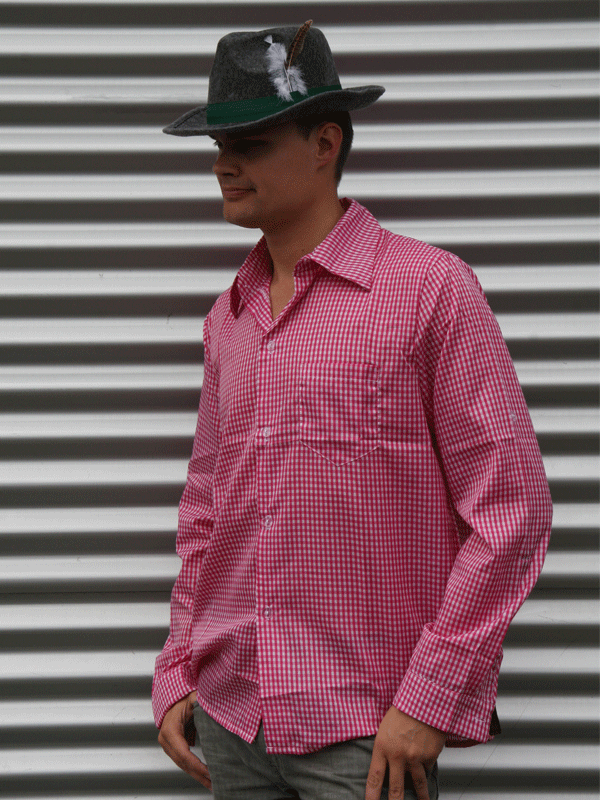 Tiroler kleding roze overhemd voor heren
