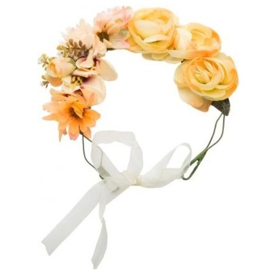 Toppers - Hippie/flower power oranje verkleed bloemen hoofdband