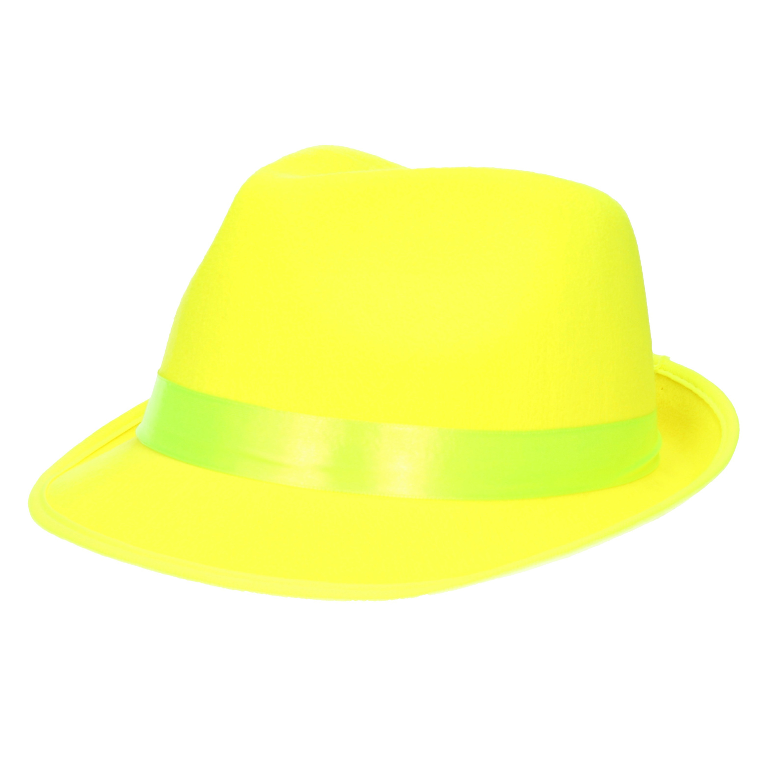 Trilby carnaval verkleed hoed neon geel