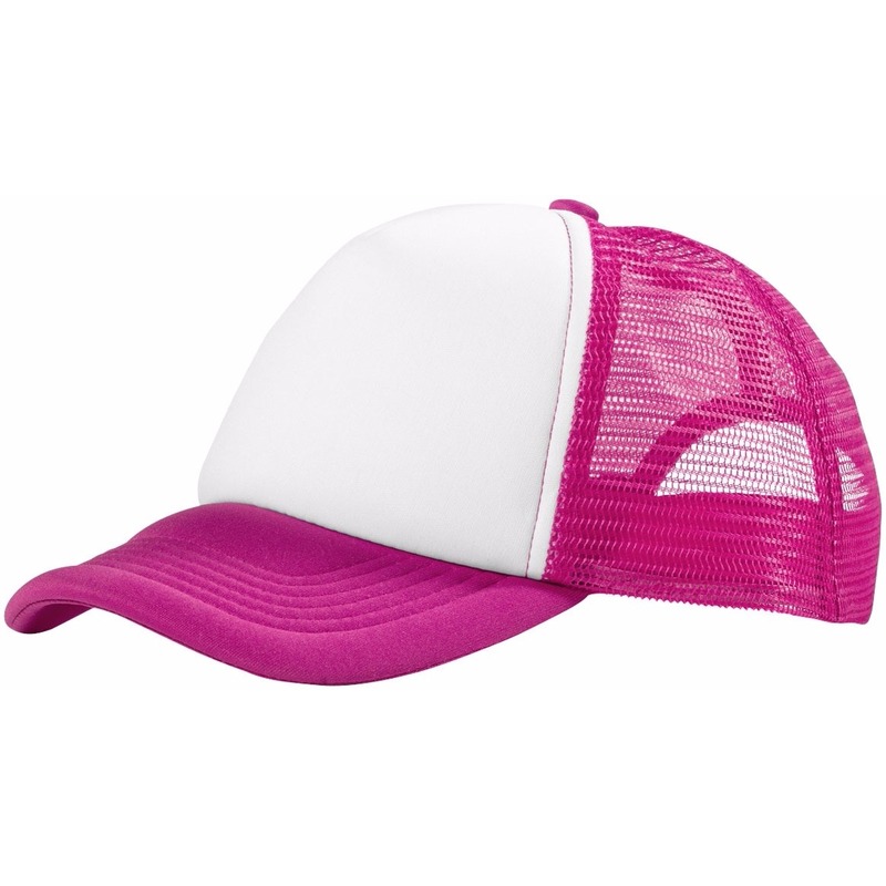 Truckers baseball cap roze/wit 100% polyester