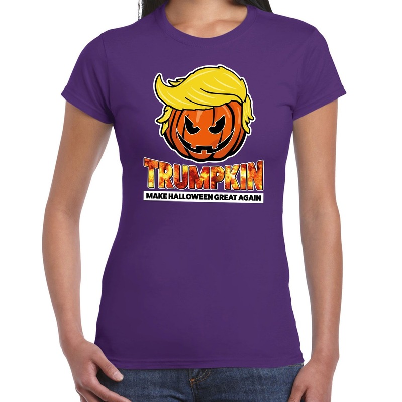Trumpkin make Halloween great again t-shirt paars voor dames