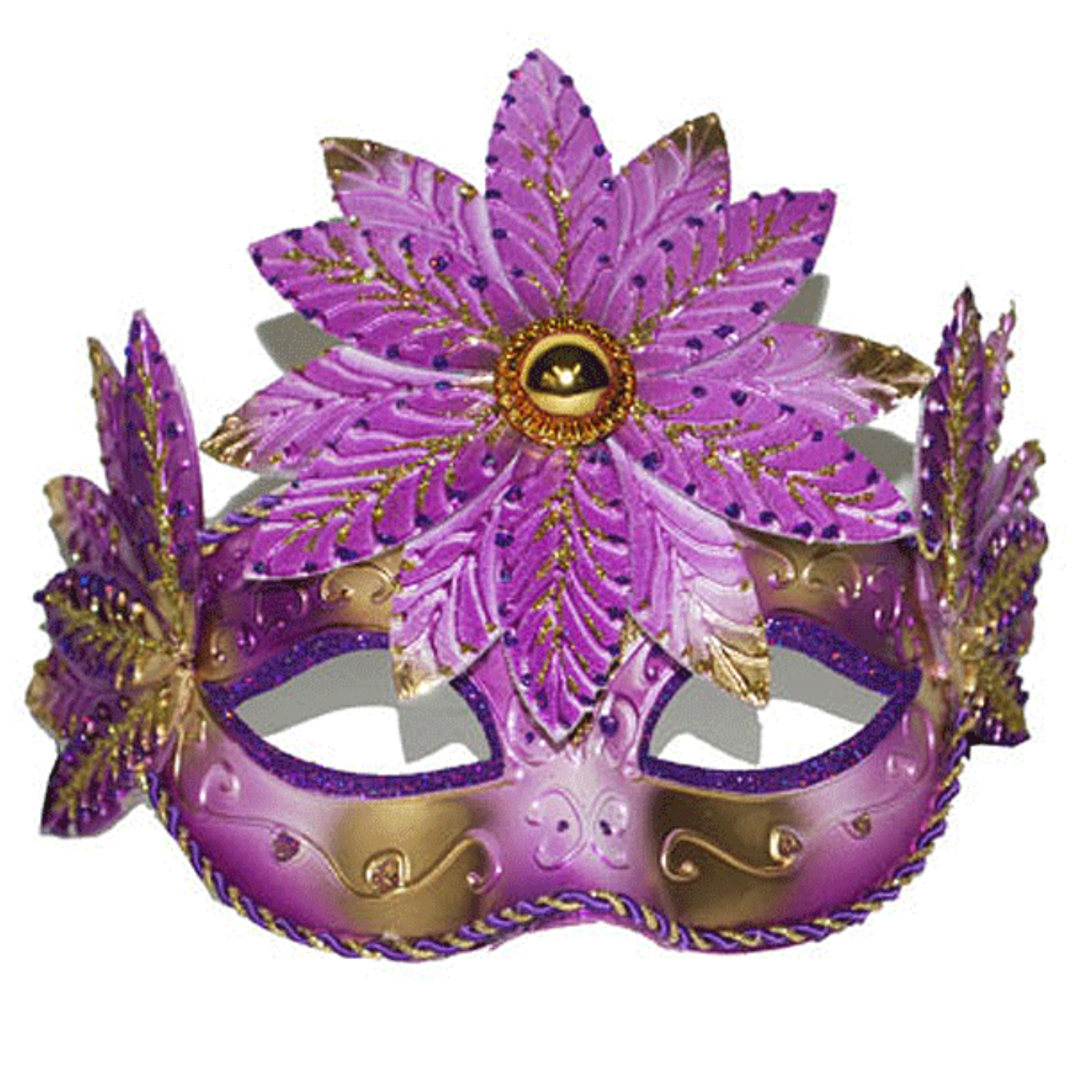Venetiaans oogmasker roze/goud met bloem