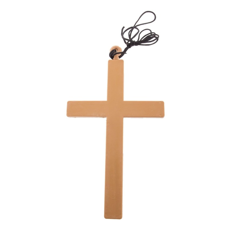 Verkleed artikel nonnen/priester ketting met groot kruis 23 cm