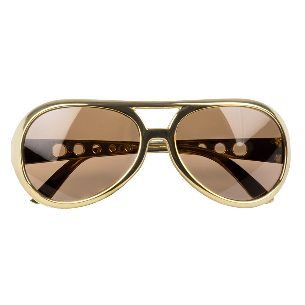 Verkleed bril Elvis/rockster - goud - kunststof - Rock and roll thema accessoires
