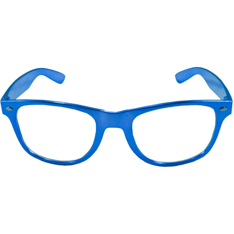 Verkleed bril metallic blauw