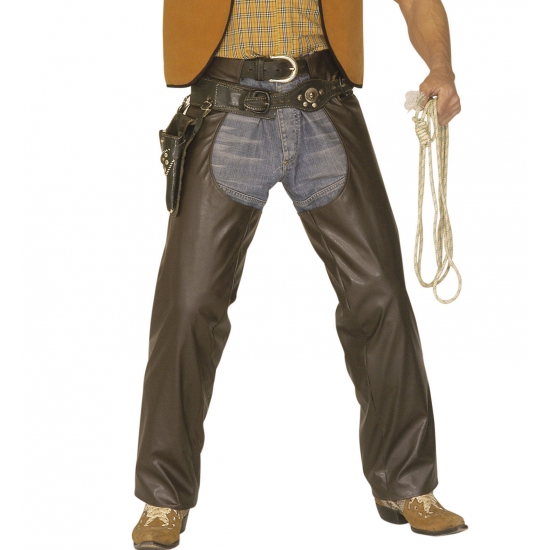 Verkleed Bruine cowboy chaps lederlook