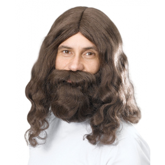 Verkleed Bruine Jezus pruik en baard