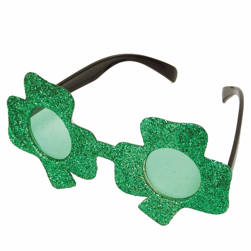 Verkleed Groene glitter bril klavertje drie