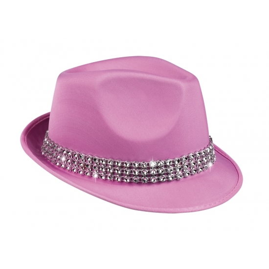 Verkleed Lichtroze popstar hoedje met diamant studs