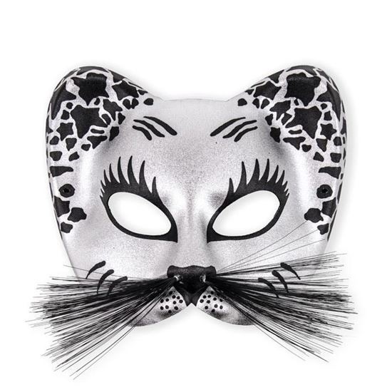 Verkleed oogmasker kat zilver met zwart