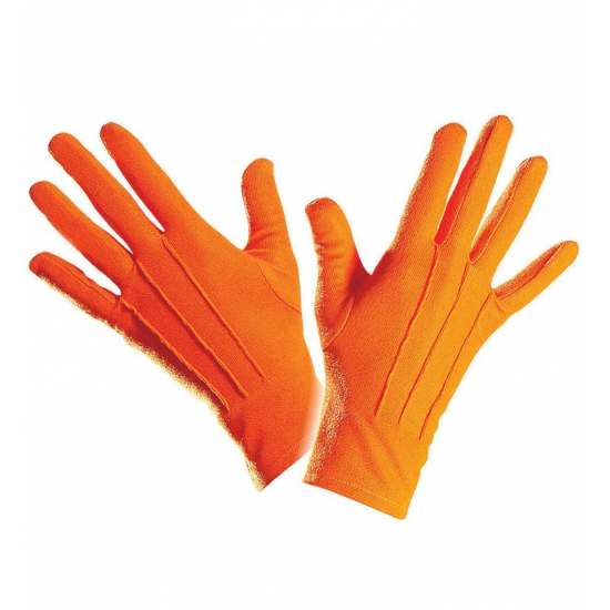 Verkleed Oranje handschoenen kort