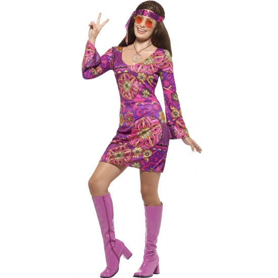 Verkleed sixties hippie dames kostuum