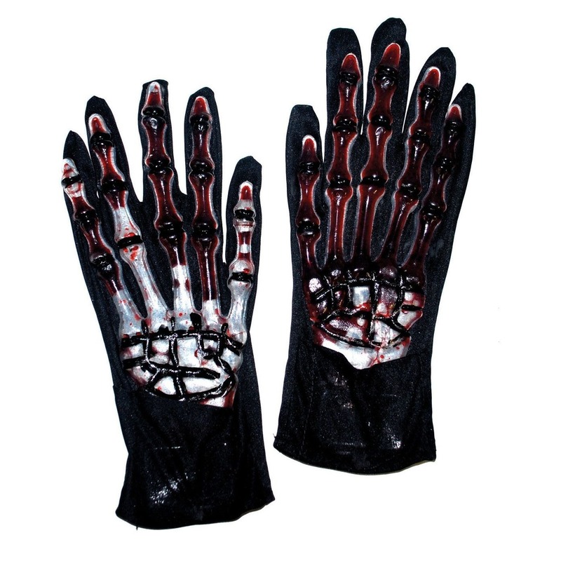 Verkleed Skelet handschoenen met bloed