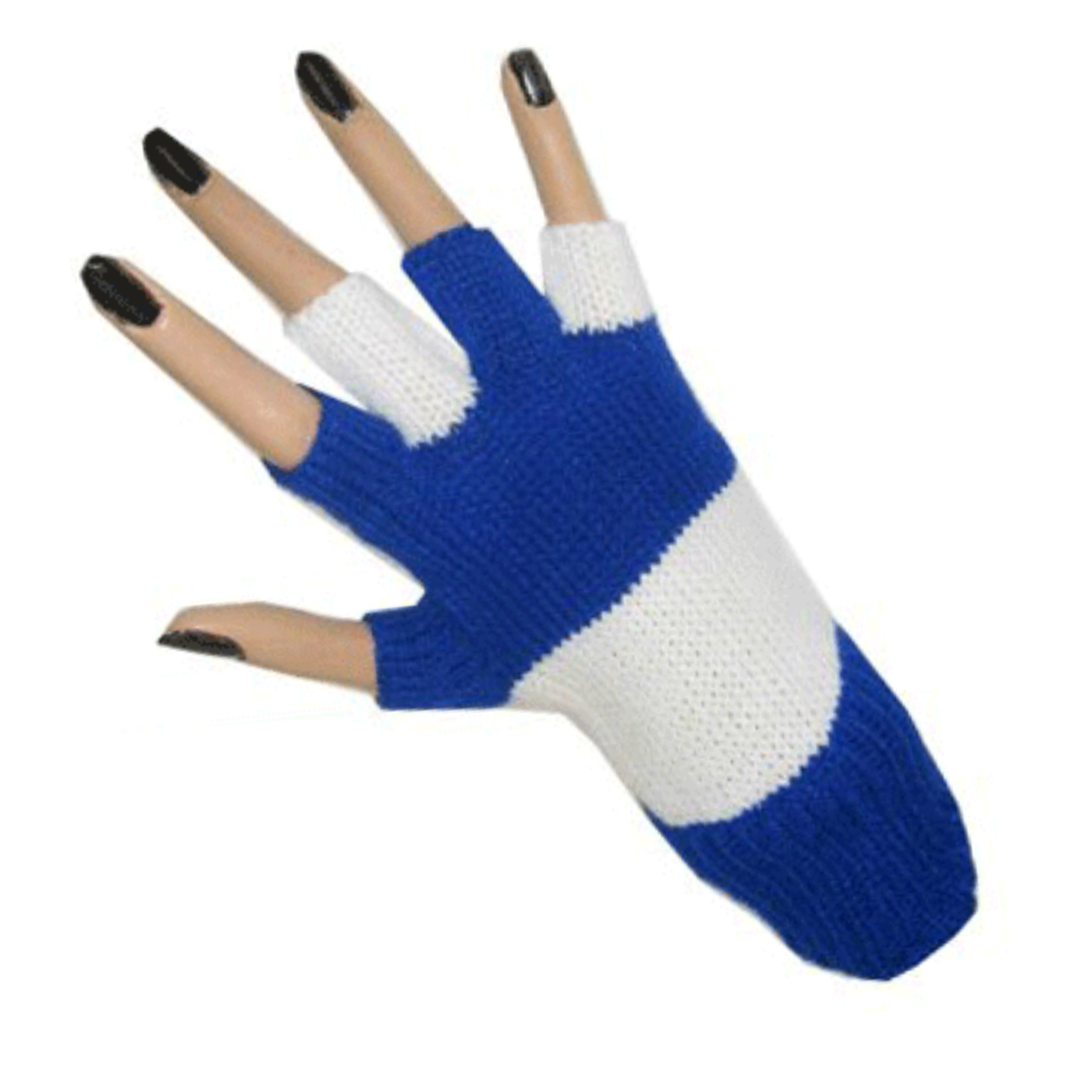 Verkleed Vingerloze handschoenen blauw/wit