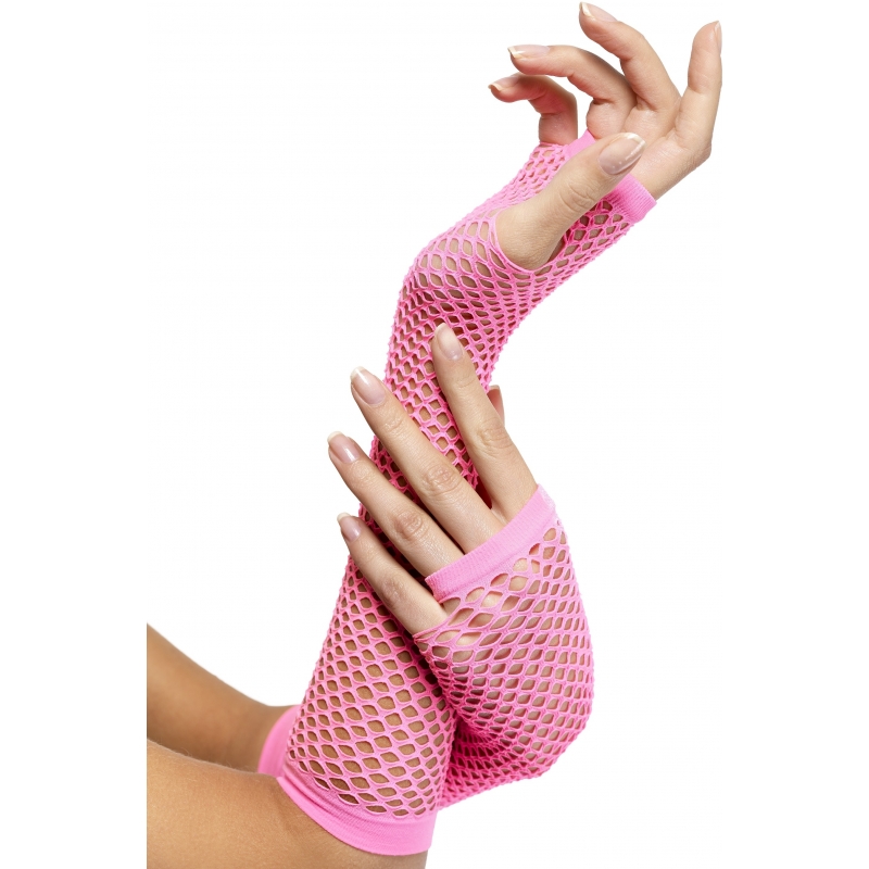 Verkleed Visnet handschoenen roze