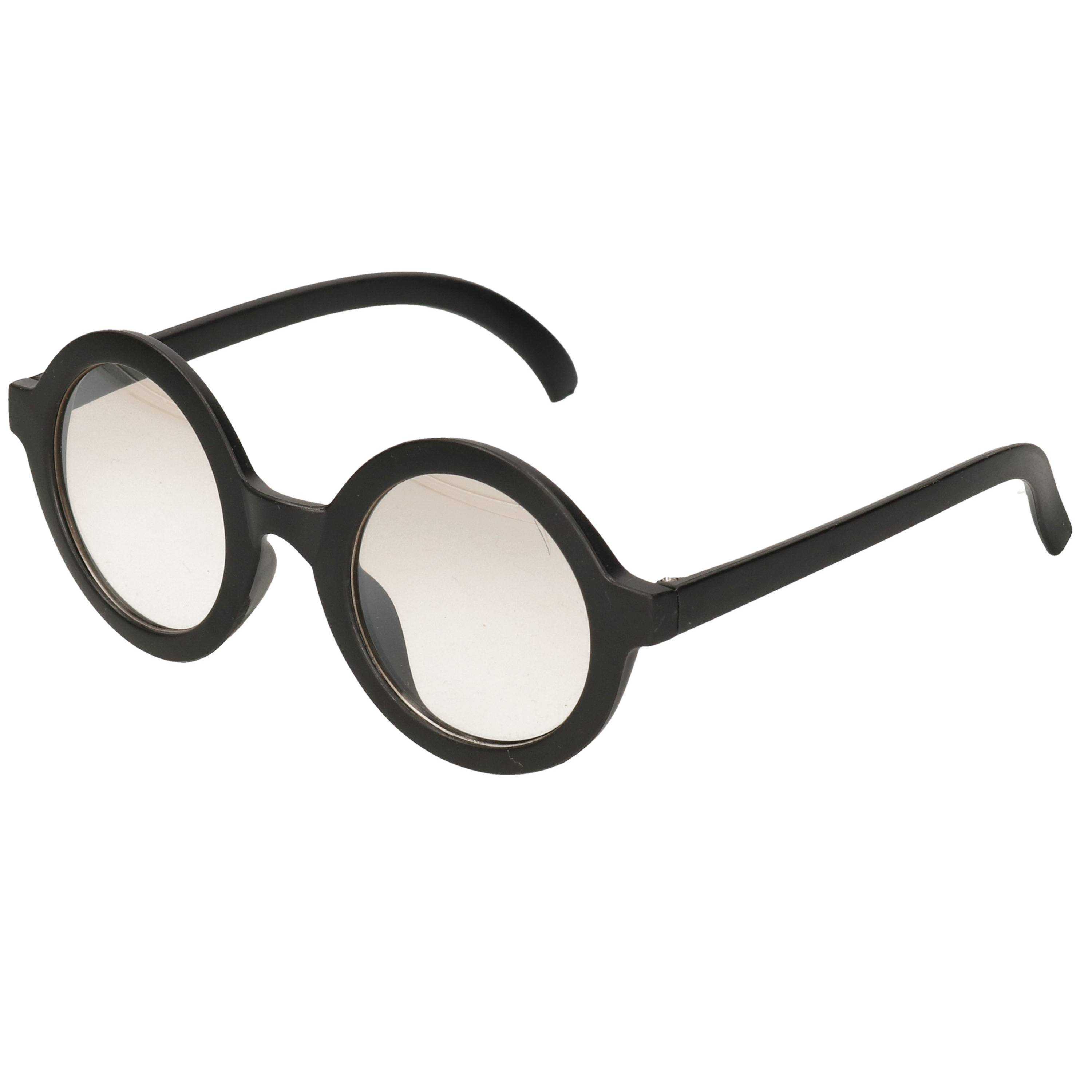 Verkleed Zwarte feestbril met ronde glazen