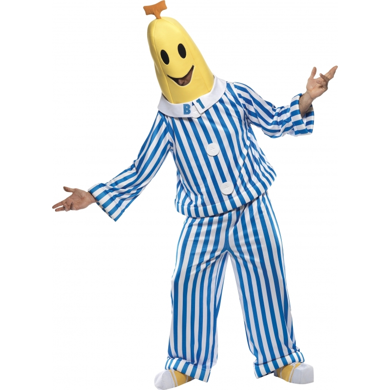 Verkleedkleding Bananen in pyjama kostuum volwassen